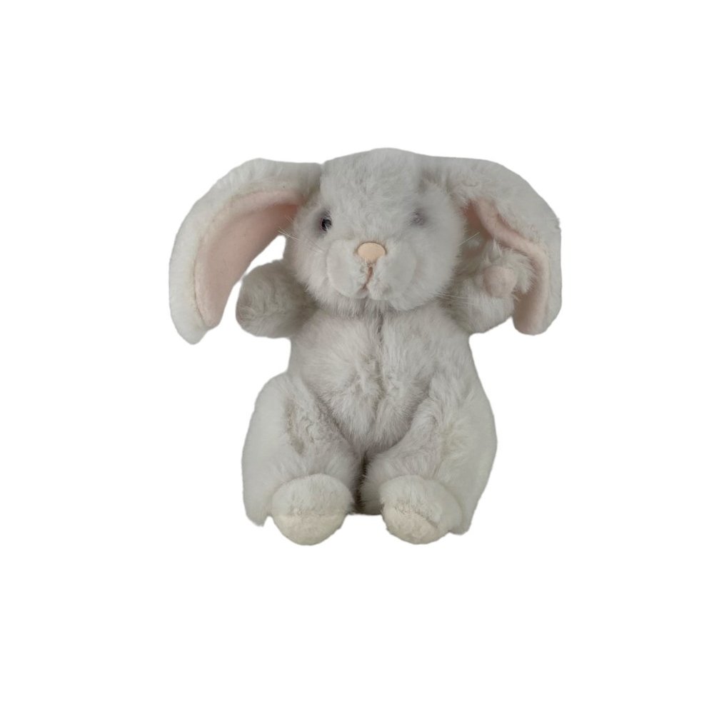 Vintage Applause White Bunny Rabblit Plush Stuffed Animal Toy Easter Pink‎ Eyes